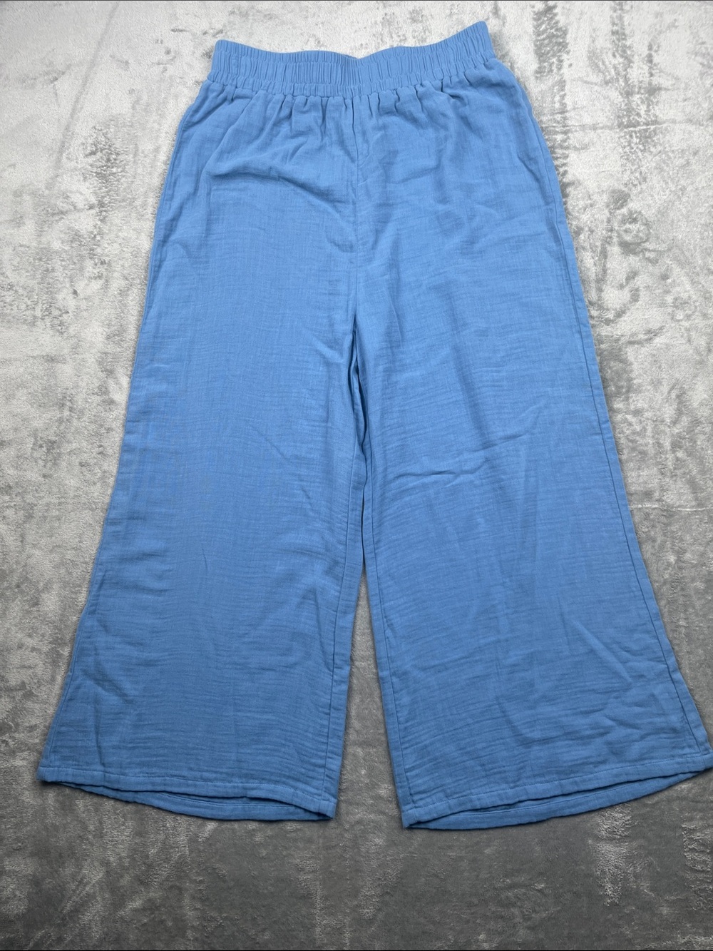 NEW Outerknown S Cotton Wide-Leg Pull-On Pants in Light Blue
